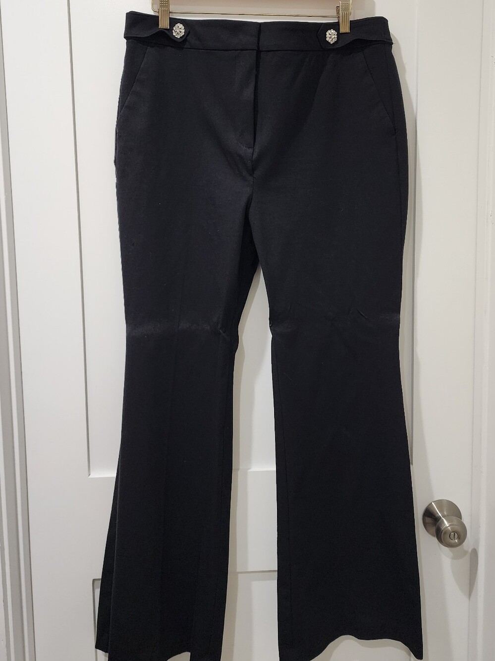 LOFT Black Womens Dress Pants with Embellished Waist